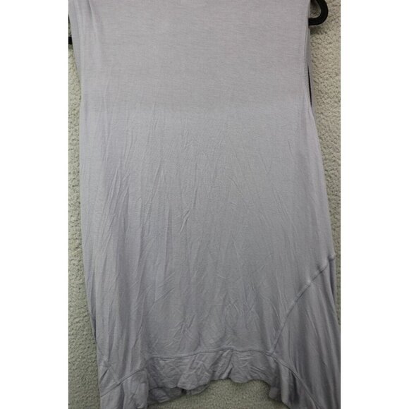LOGO by Lori Goldstein Sleeveless Gray Silky Open Front Overlay-1X-Boho-Pockets - Picture 13 of 14